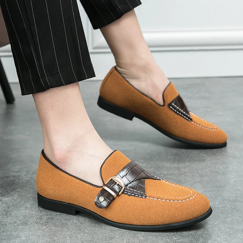 

Men Casual Fashionable Slip-On Loafers Dress Shoes Business Slip on Pointed Toe Leather Shoes Formal Shoes Casual Men Shoes