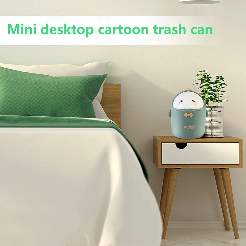 Mini Desktop Trash Can With Lid, Portable Cute Cartoon Style Trash Can, Office Trash Can, Small Bathroom Trash Can, For Bedroom,