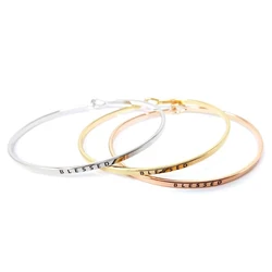 Simple BLESSED Letters Bangle Fashion Jewelry Silver Rose Gold Color Cuff Bracelets & Bangles For Women Man Party Lovers' Gift