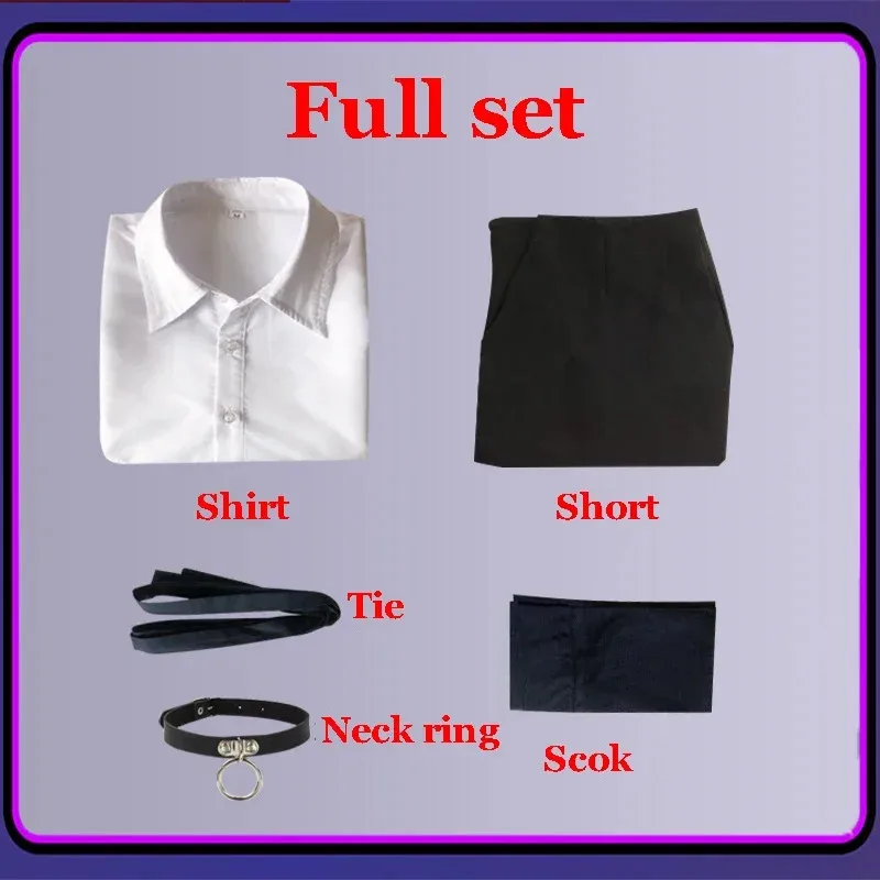 Anime Chainsaw Man Reze Cosplay Costume Outfits Shirt Tie Short Wig Neck Ring Women Uniform Halloween