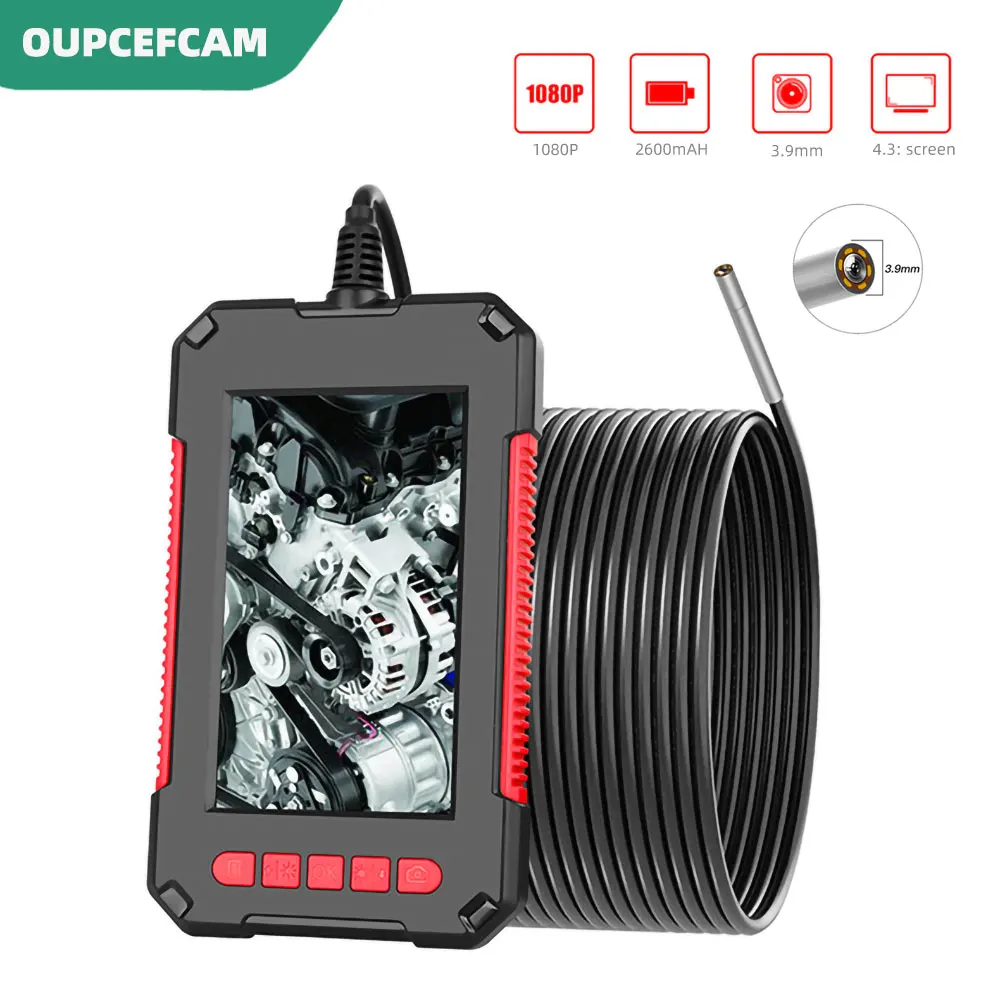 

3.9mm Lens Hd Pipeline Camera 4.3 Inch IPS Screen Car Maintenance Detector Visual Industrial Endoscope IP68 Waterpoof