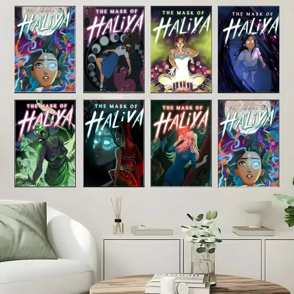 Cartoon Figure M-MaskS Of HaliyaS Poster Self-adhesive Art Waterproof Paper Sticker Coffee House Bar Room Wall Decor
