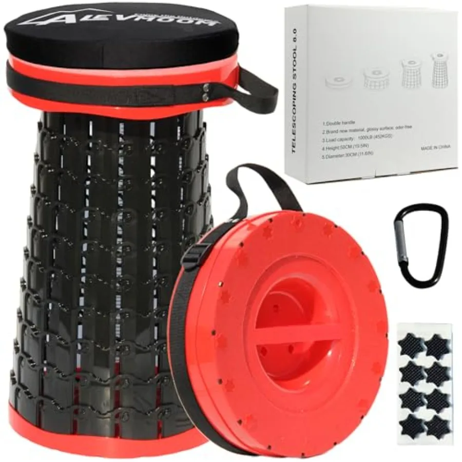 

Upgraded XXL Collapsible Stool with Cushion 19.7"1000lbs Max Weight Wider and Taller Pop Up Seat Heavy Duty Portable Retractabl