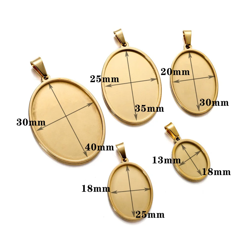 5 stks/pak RVS Gouden Hanger Blank Instelling Cabochon Base Cameo Charm Hanger Voor DIY Sieraden Ambachten Maken Accessoires