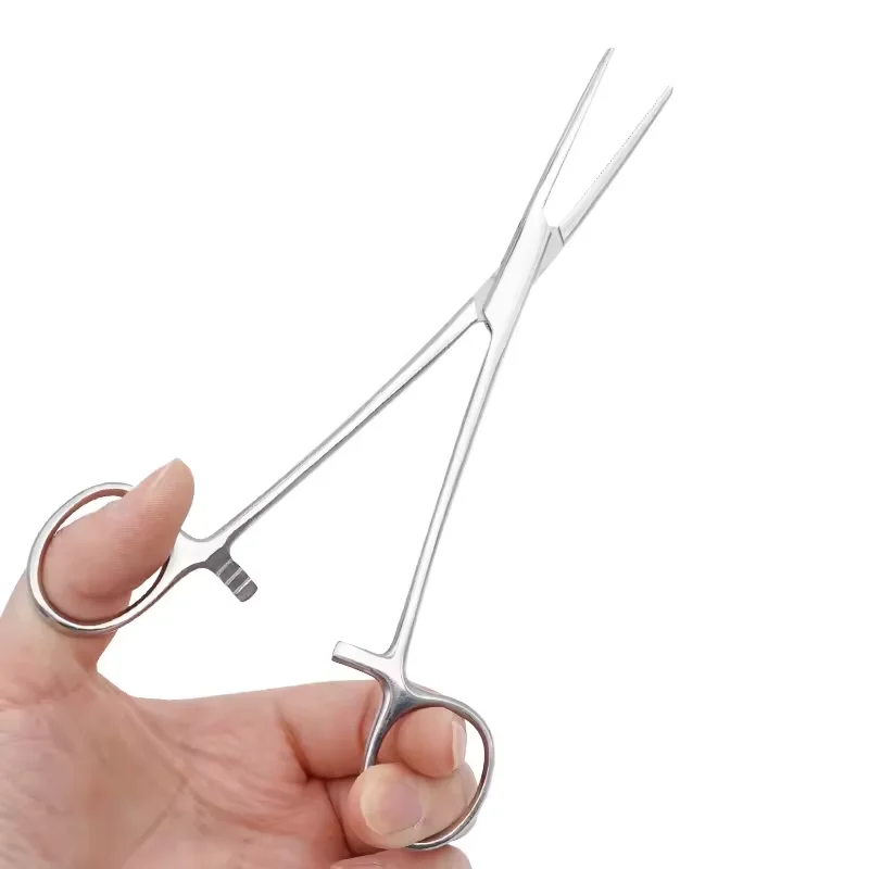 1pc Stainless Steel 12.5/14/16/18/20/22cm Surgical Hemostatic Forceps Curved/Straight Tip for Fishing Locking Plier Dental Tools