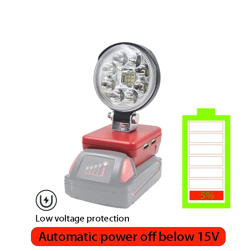 Luces LED de trabajo para coche, linterna de 3 pulgadas, Banco de energía USB para Makita, Bosch, Milwaukee, 18V, M18, batería de iones de litio DeWalt