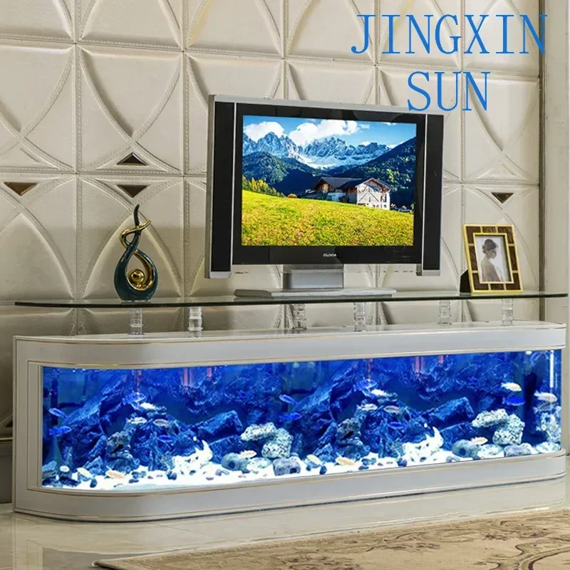 TV fish tank living room household ecological glass medium and large aquarium coffee table