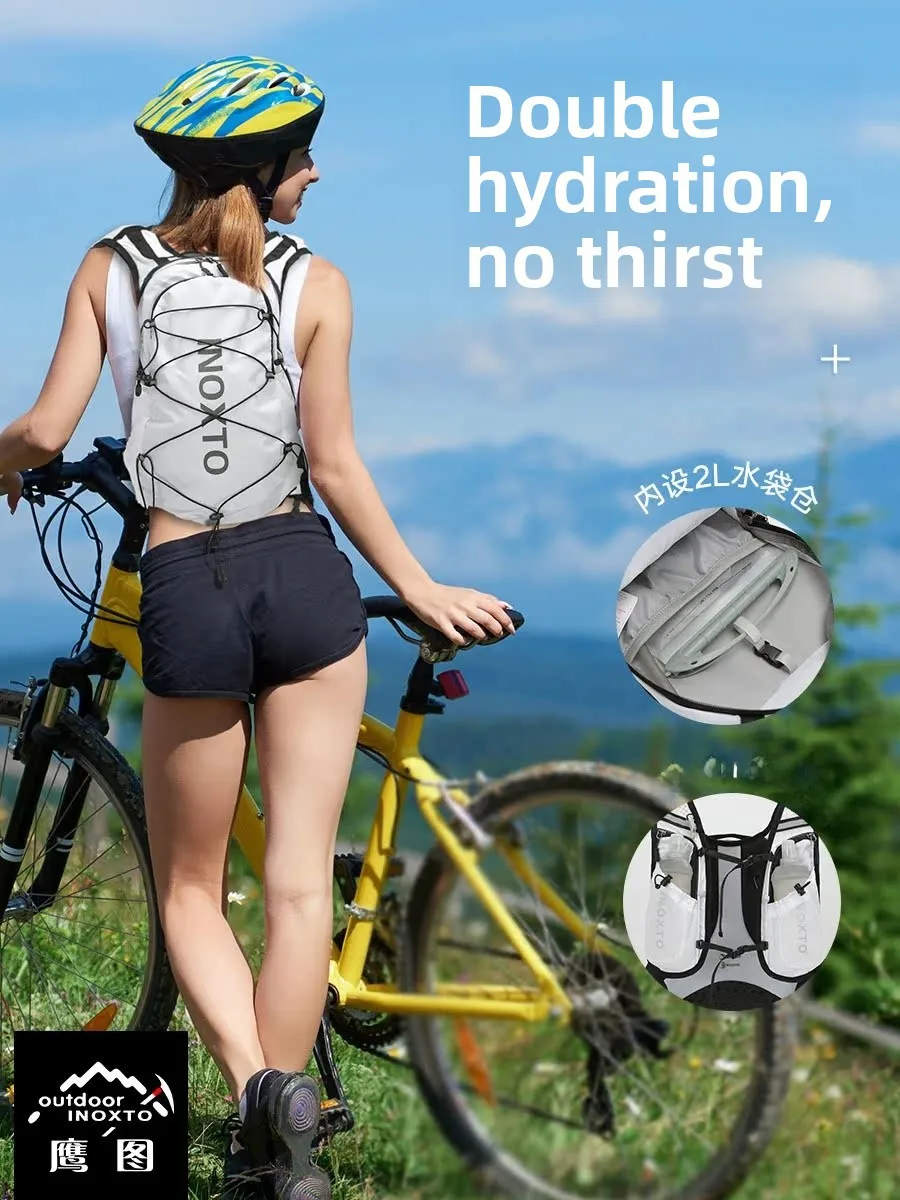 

Unisex Outdoor Sports Backpack 12L Lightweight Travel Hiking Bag Mountain Climbing Water Bag Resin Mesh Back System Nylon Mat...