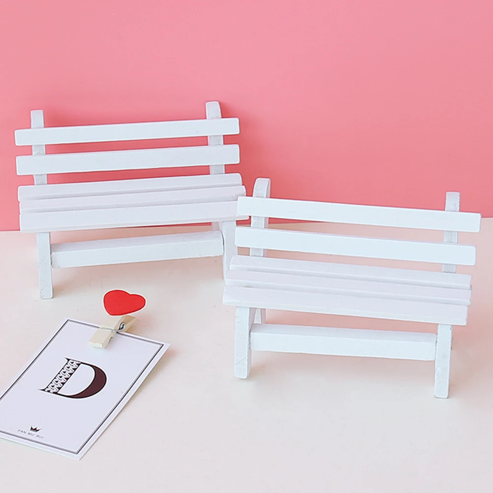 3PCS 미니 홈 오피스 장식 사진 소품 미니 나무 의자 우아한 의자 사진 소품 벤치 정원 가구 의자