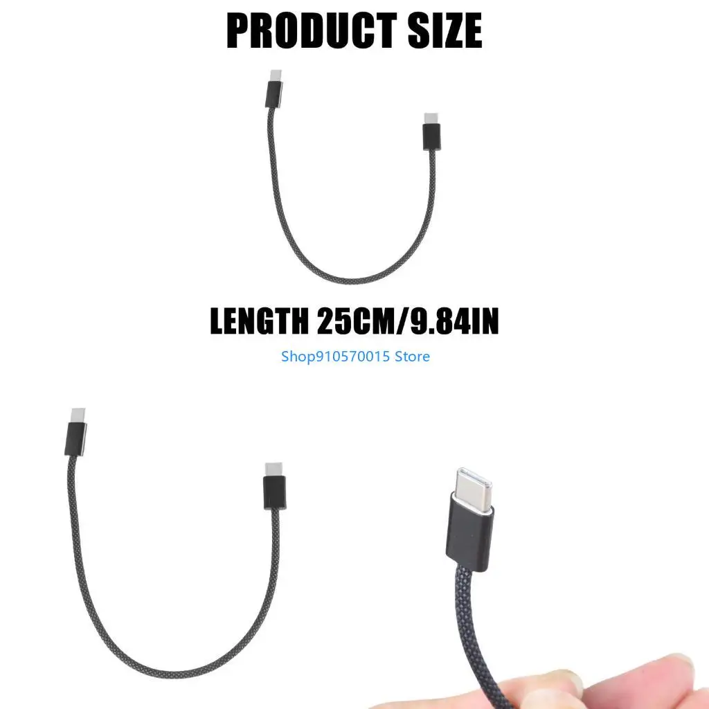 B95C 25cm Fast Charging Cord PD65W USB C to USB C Data Cable 480Mbps High Speed Data Transmission Power Delivery Wire