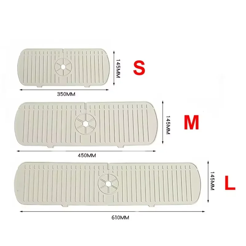 Silicone Faucet Mat Sink Splash Guard Large Drain Drying Pad Spill‑Proof Anti‑Slip Countertop Protector For Kitchen Bathroom