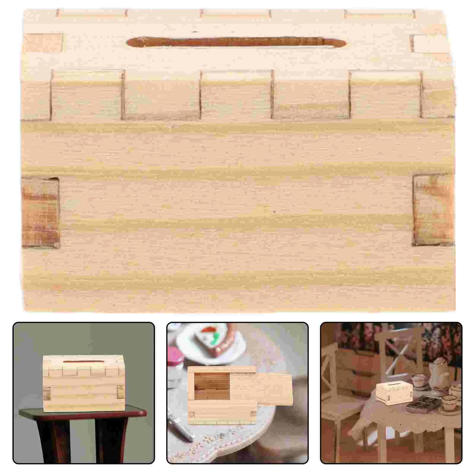 Huismeubilair Poppenhuis DIY Craft Miniatuur Accessoires Houten Tissuehouders Papieren Handdoeken Versieren Model