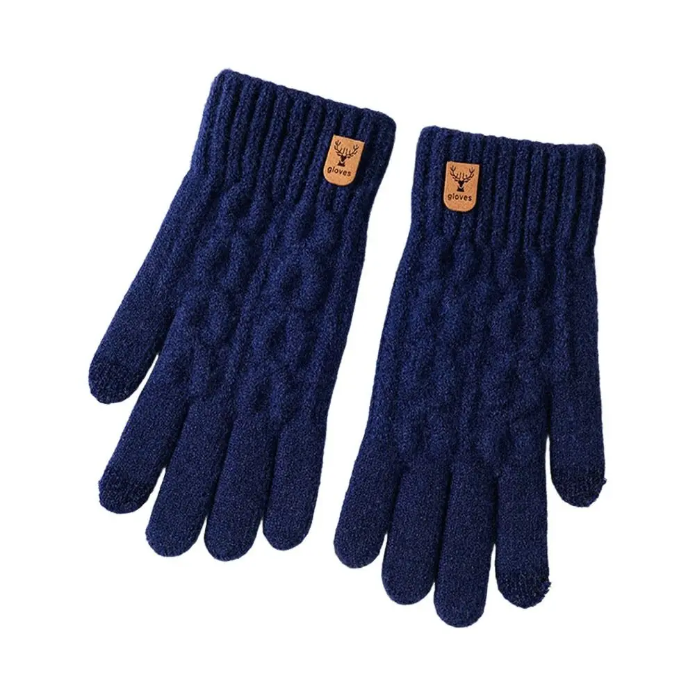 Fashion Warm Winter Knitted Gloves Thickened Windproof Touch Screen Gloves Elastic Fleece Wool Gloves for Men Women