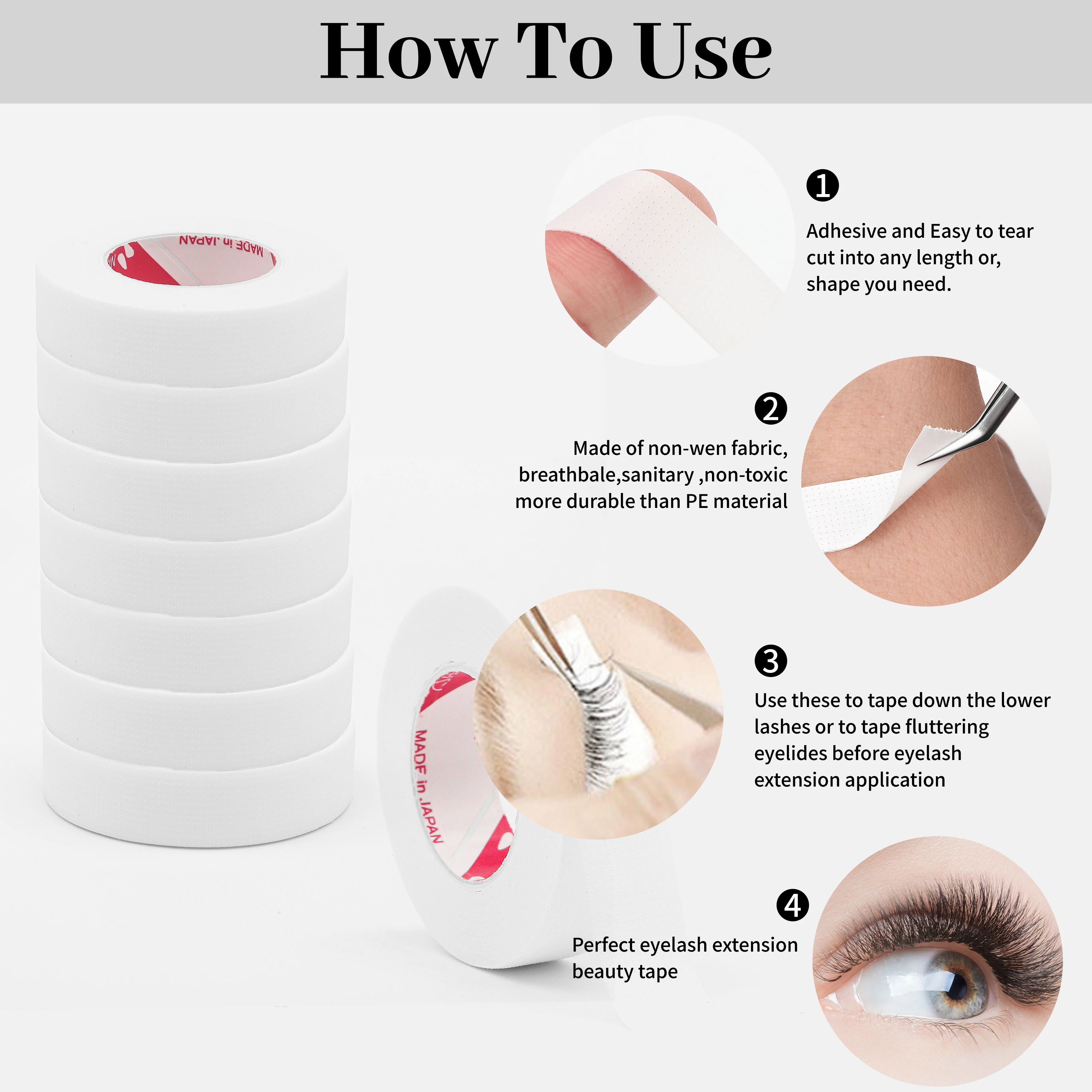 Eyelash Extension Makeup 5 PCS/Set Breathable Easy to Tear Micropore Medical Tape Professional Supply Lashes Tape