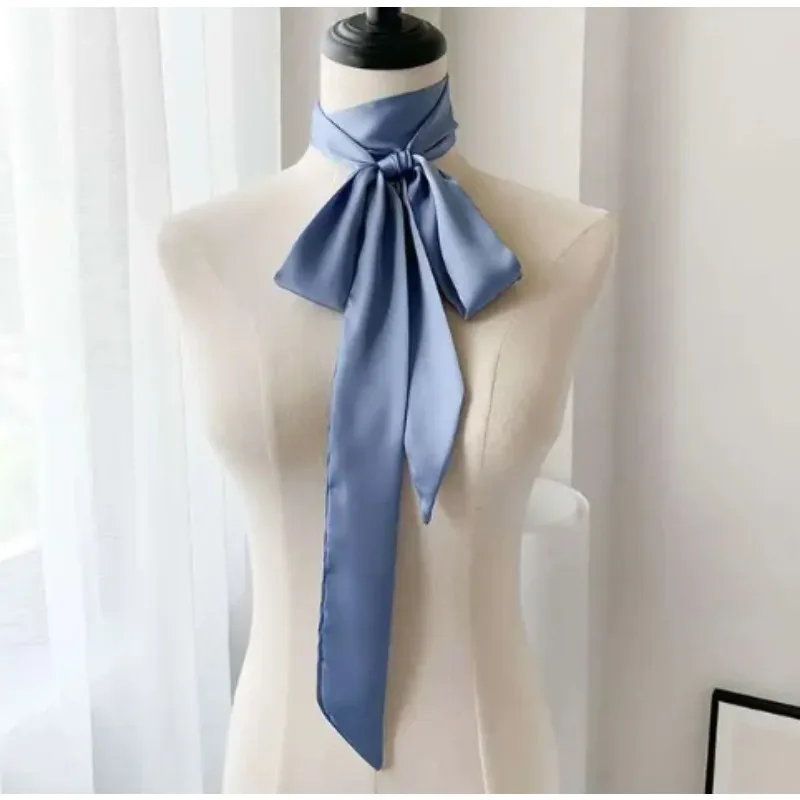 200*5cm Satin Silk Narrow Scarf Neckerchief Solid Neck Scarves Long Silk Thin Scarf Head Neck Hair Band Bag Ribbon Headbands DIY image 6