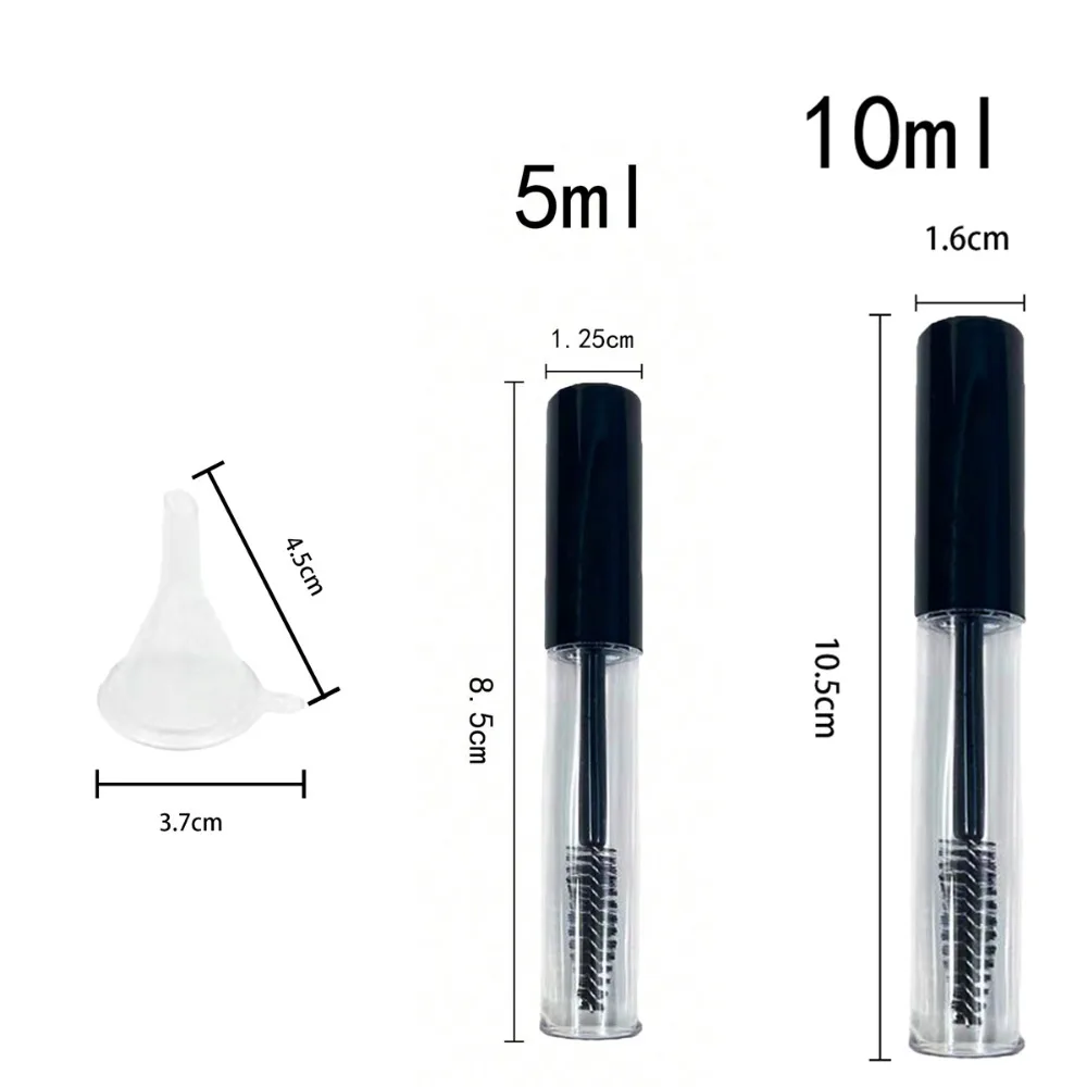 휴대용 빈 DIY 마스카라 튜브, 속눈썹 지팡이 컨테이너, 깔때기 전송 피펫, 여행용 도매, 50 개, 5 ml, 10ml