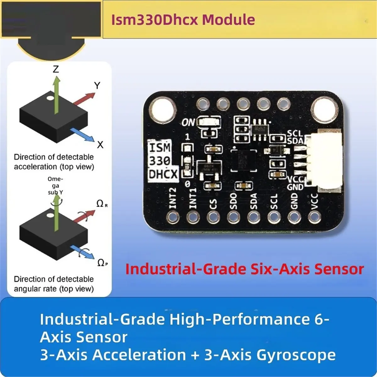 ISM330 Module Six- Sensor Module ISM330DHCX Accelerometer & Gyroscope for Electronics, No Welding Pin Header