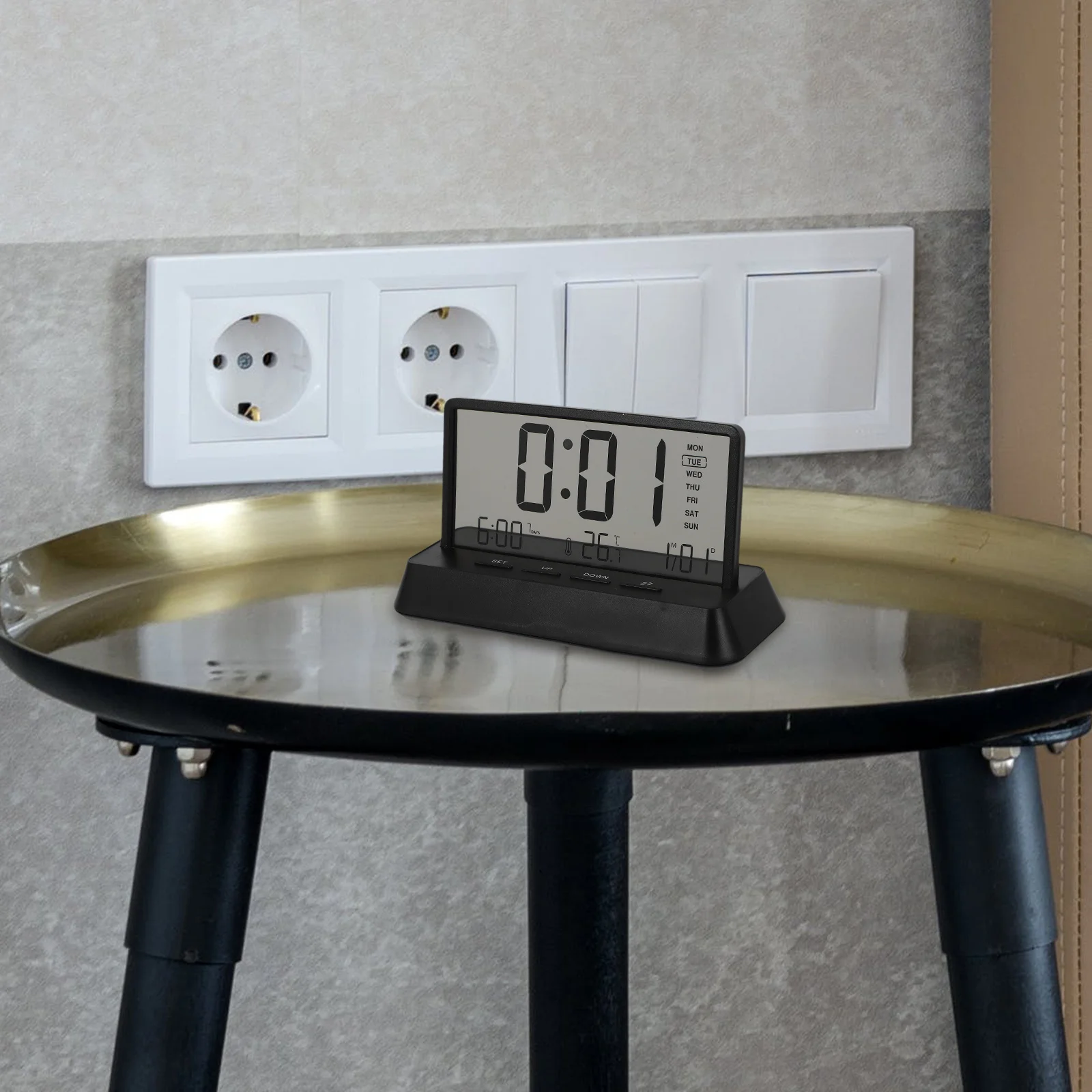 

Electronic Digital Alarm Clock Compact Plastic Bedside Table Clock Easy Setup for Bedroom Office Study Smart Clocks for Bedrooms