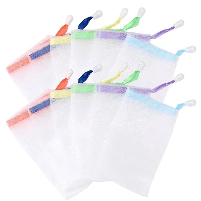 

5PCS Hangable Soap Bags Bath Shower Gel Facial Cleanser Foaming Mesh Bags Body Soap Cleanser Bubble Net Bags Cleaning Tools