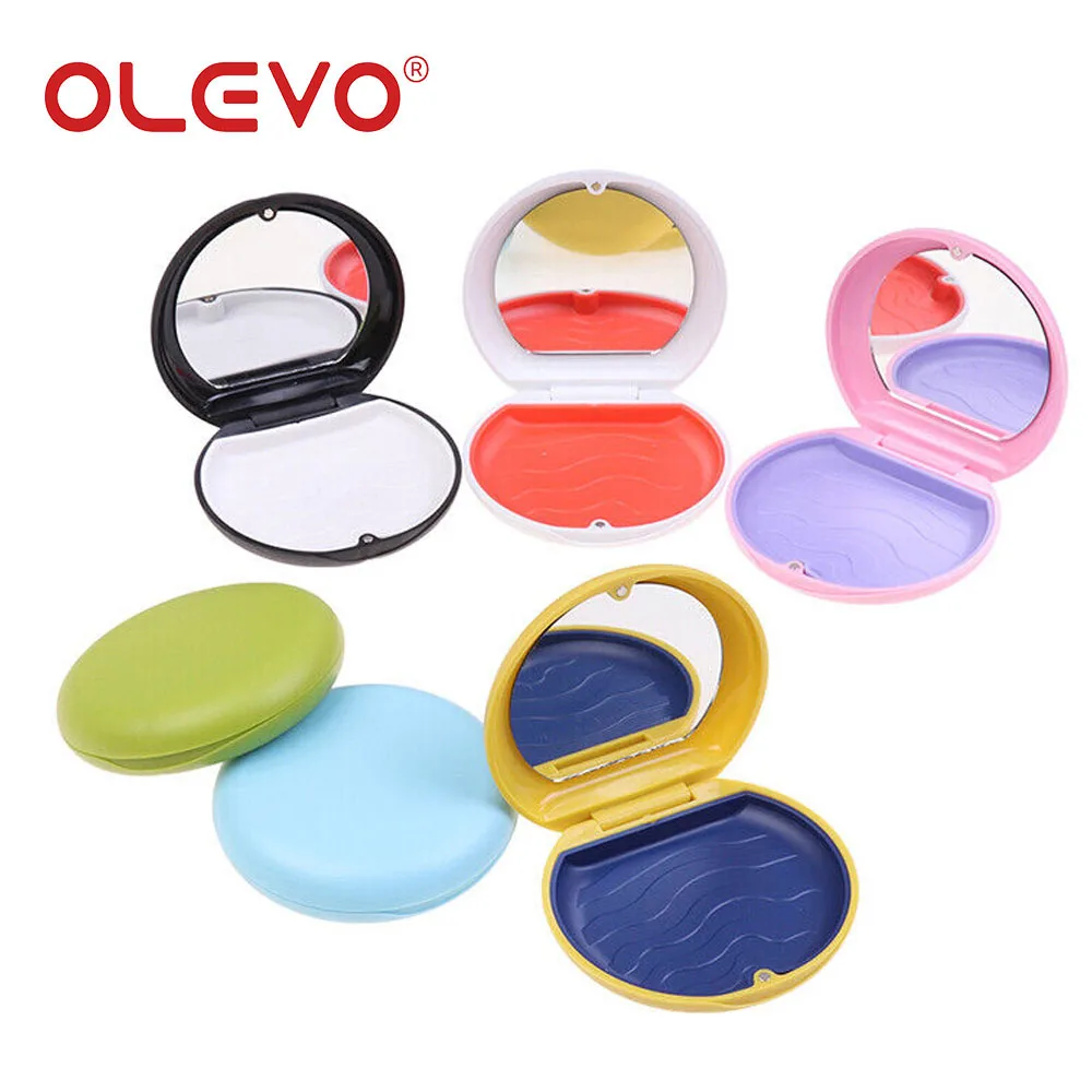 OLEVO Dental Invisible Brace Retainer Box With Mirror Mouth Guard Denture Storage Orthodontic Aligner Case False Teeth Organizer