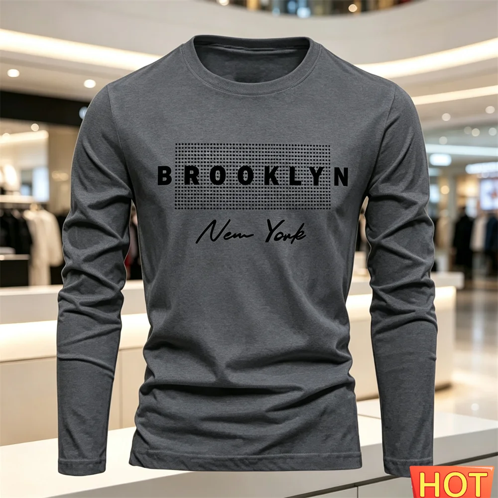 Cotton Comfort Men's Casual Long sleeved T-shirt New Autumn Winter Versatile T-shirt Letter loose men's hoodie tops men clothing - view 4