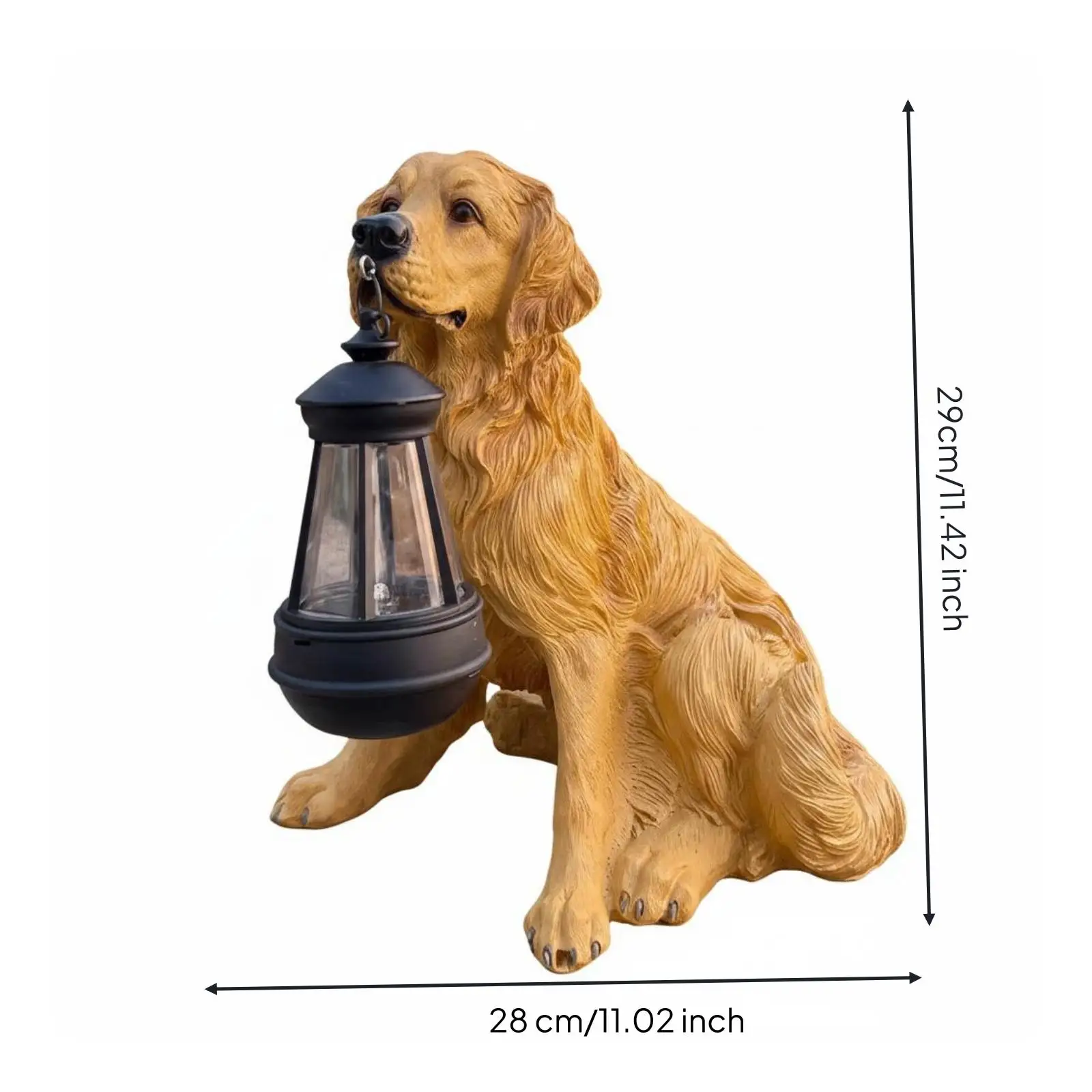 Outdoor Decorative Light Resin Dog Garden Yard Sculpture with Hanging Lantern for Outdoor Balcony Decor