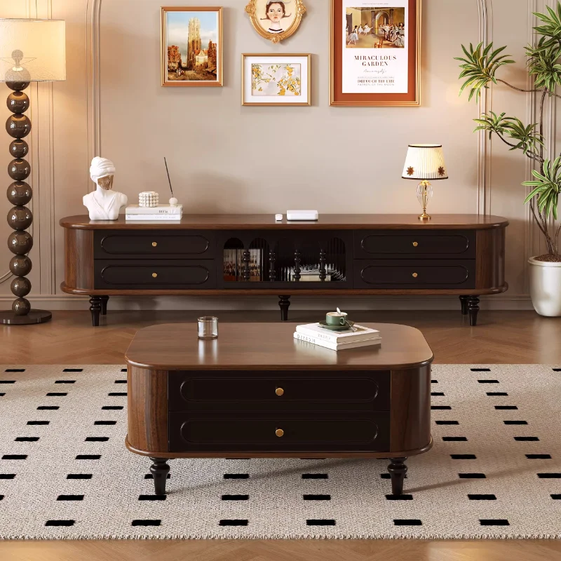 Brown Solid Wood Tv Cabinet Storage Entertainment Livingroom Accessories Tv Cabinet Space Saving Muebles De Sala Furniture Home