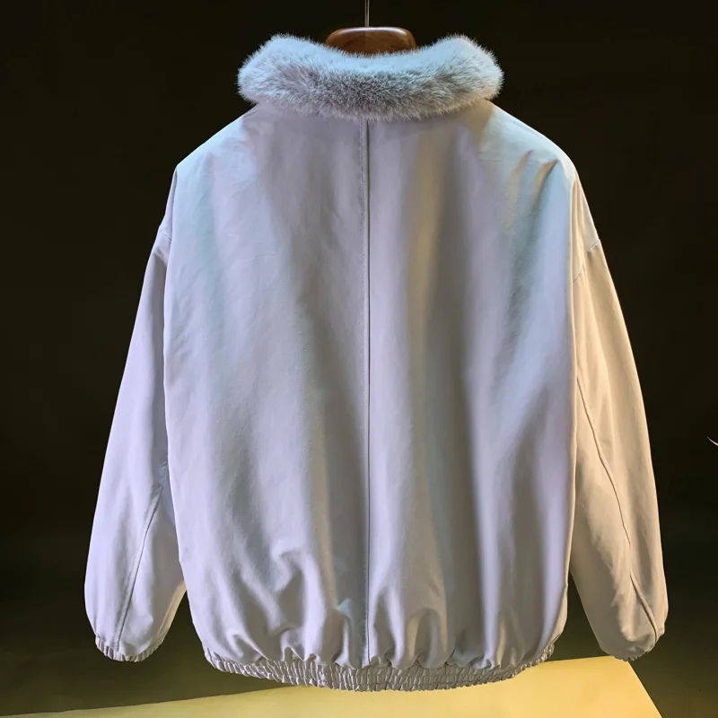 

2025 Winter Loose Casual Versatile Fur-Lined Cotton Coat for Men - High-End Plus Size Fluffy Thicken Warm Outerwear