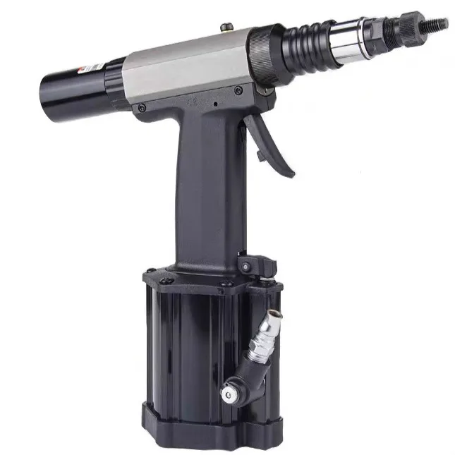 Pistolet à rivets hydro-pneumatique robuste, charge de traction 6600, traction à gâchette unique pour le réglage et la rotation avec jeu complet de nez