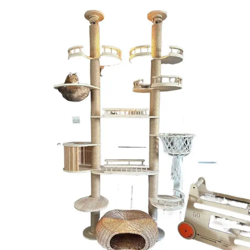 Cat  Climbing Frame  Nest DIY Solid Wood  Tree Integrated Frame Homemade Tongtian Pillar  Scratching Column