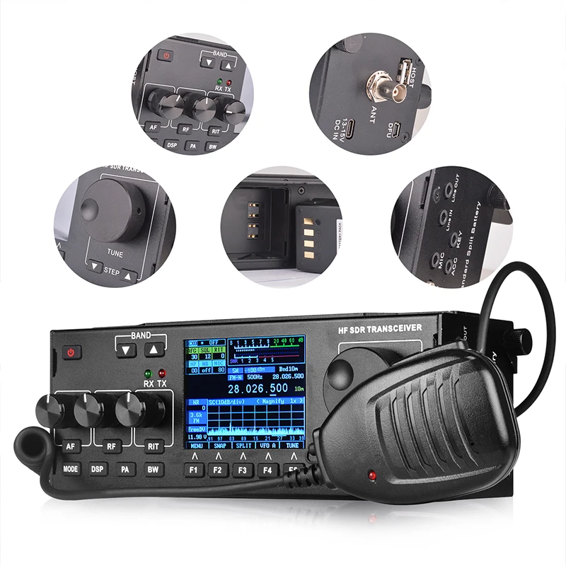 

RS-978 SSB hf SDR radio HF ham Transceiver 1.8-30MHz 10Watt ham sdr radio hf with 3800mAh Li-ion Battery Pack
