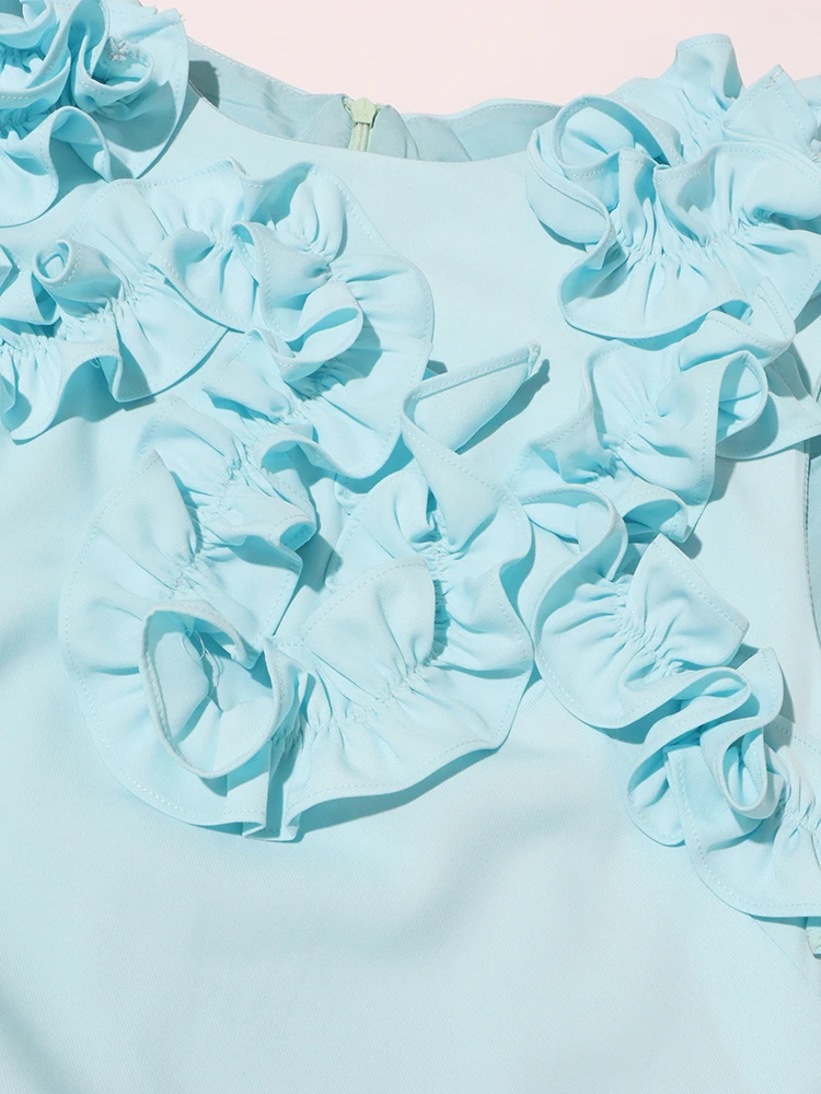 Minivestido Floral 3D elegante para mujer, vestido elegante sin mangas con volantes y retazos, Vestidos ajustados de lujo para fiesta, bata para mujer