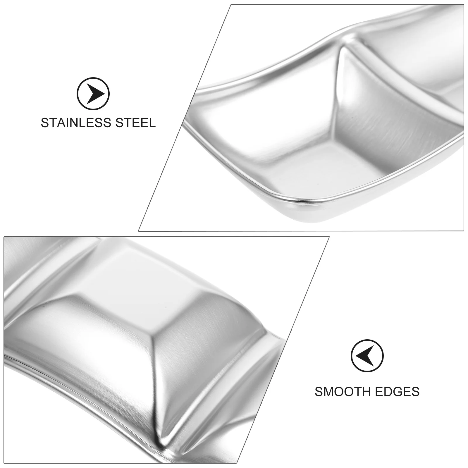 

Stainless Steel Sauce Tray Multi-Grid Appetizer Plate Flat Bottom Condiment Dish for Dipping Snack Seasoning Serving