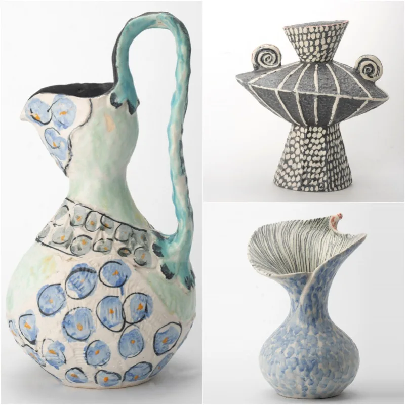 DSA wabi-sabi medieval ceramic vase high-end desktop home soft flower arrangement retro decoration ornament