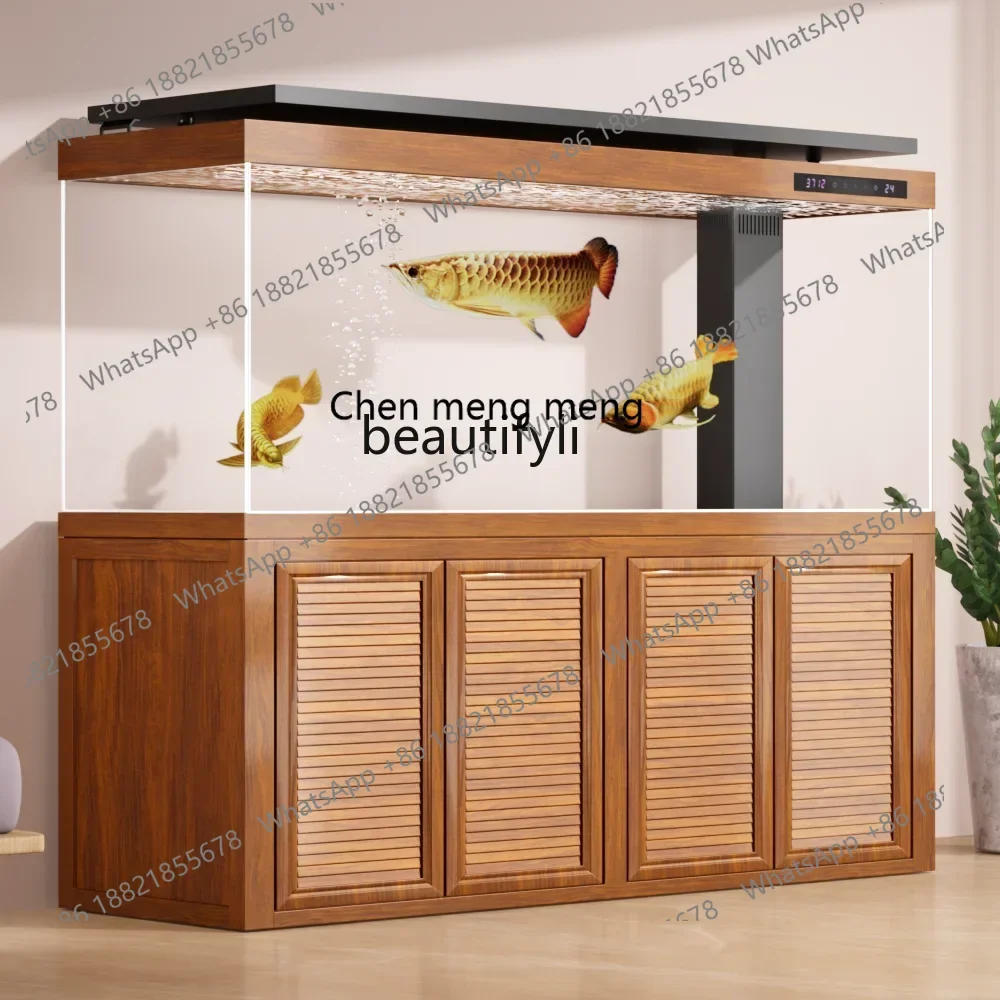 

cqyLarge living room ultra-white glass aquarium bottom filter partition square tank new arowana tank