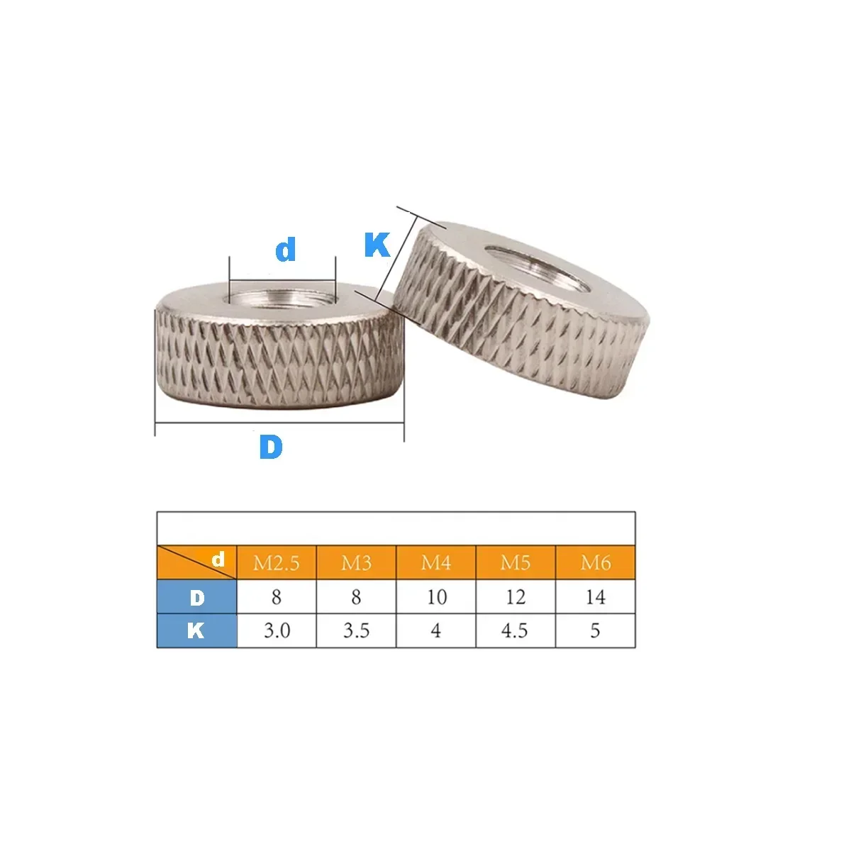 

304 Stainless Steel Knurled Hand Nut M3M4M5M6