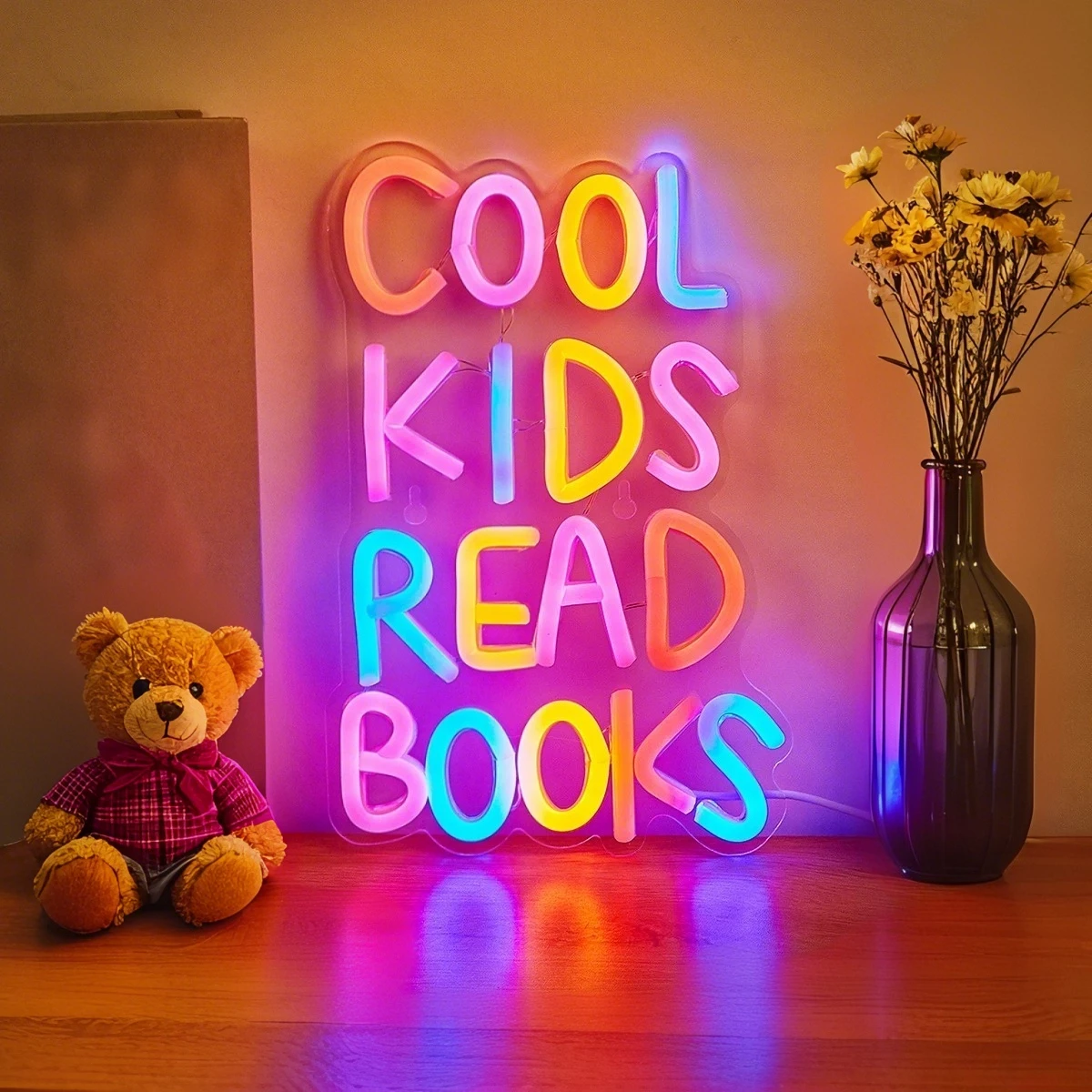 

Cool Kids Read Books LED Neon Sign USB Powered Neon Signs Night Light 3D Wall Art Bedroom Room Decor Lamp Signs Birthday Gift