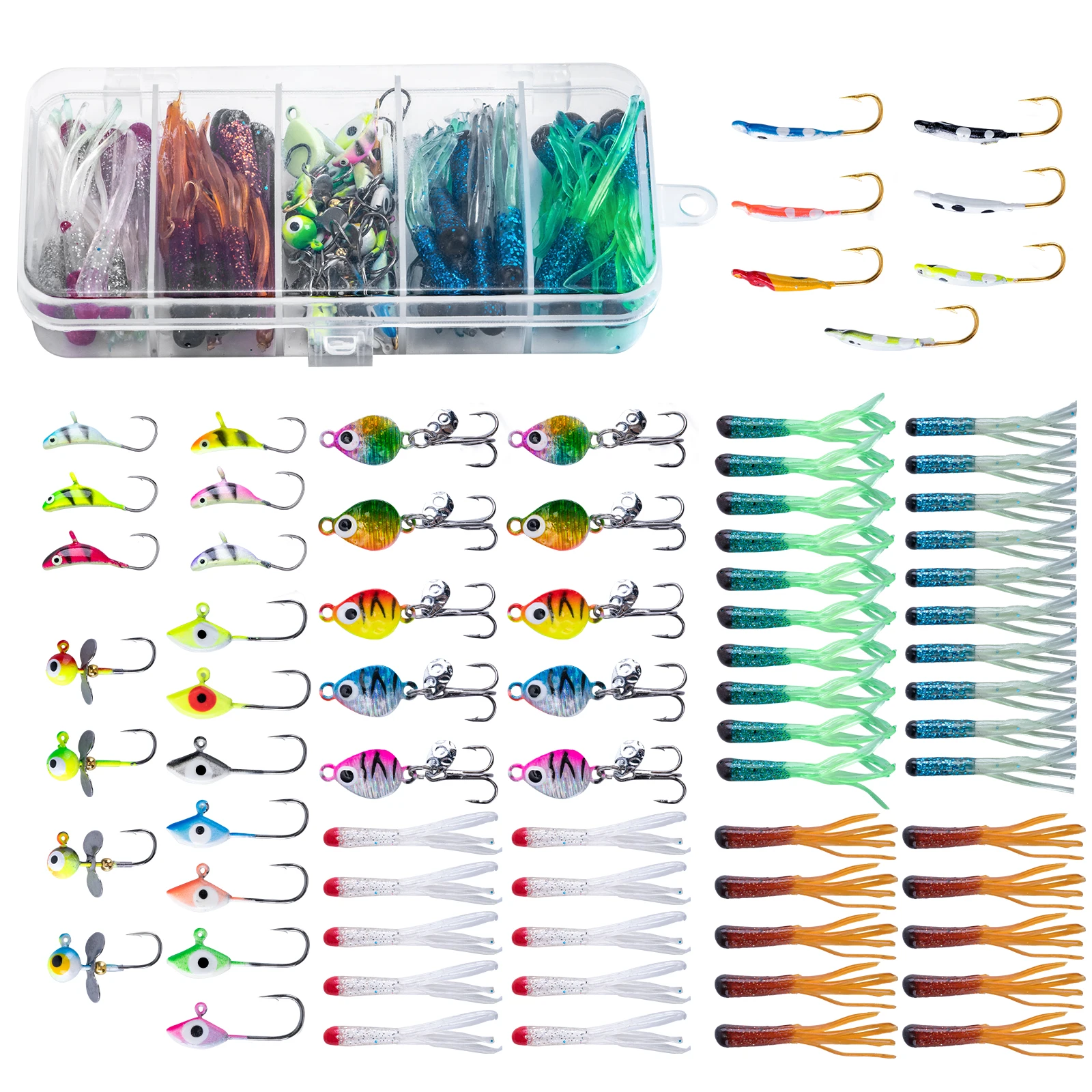 

Goture Glow ice Fishing lure Set Spoon Hard Baits Spinner Baits Saltwater Freshwater Bionic Metal Jig Sea Fishing Tackle
