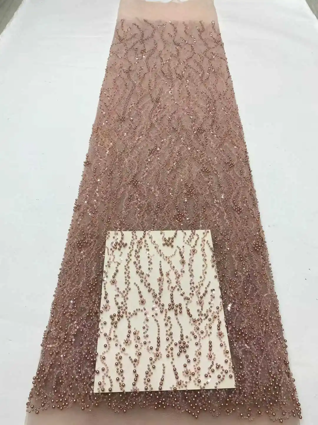 

Luxury French Africa Classical Linear Design Top Quality Exquisite Design Handmade Beads With Sequins Net Lace For Party Evenin