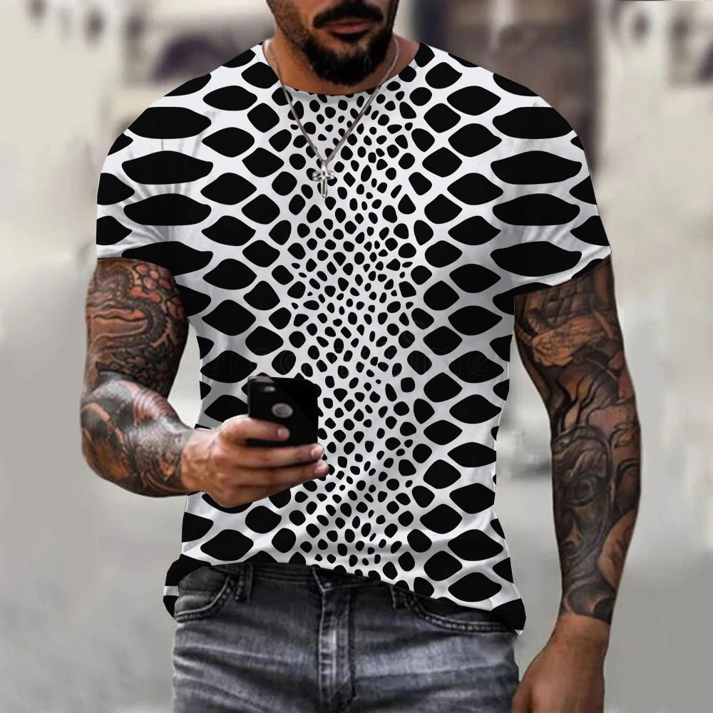 3D Printed Snake Pattern T-shirt Fashion Casual Men's Women's Street Style Short Sleeve Oversized Tops Tees