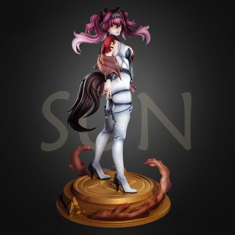 Pink-haired Girl 3D Printed Blank White Model DIY Coloring Self-assembly Figurine Miniature Decoration Craft Gift
