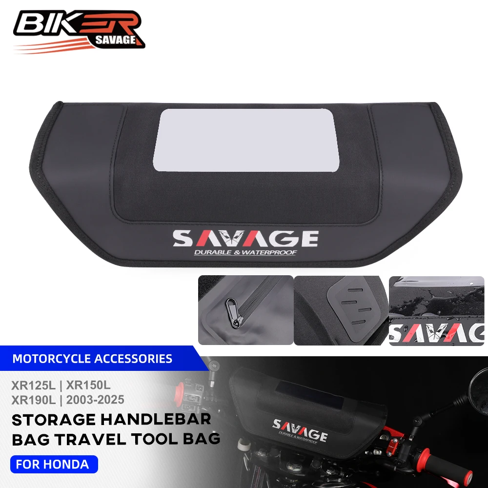 XR Motorcycle Handlebar Bag For Honda XR190L XR150L XR120L 2003-2025 Waterproof Mobile Phone Bag Travel Tool Bags Accessories
