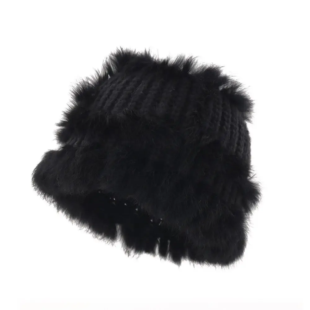 

Simple Plush Fisherman Hat Cute Korean Female Hats Ethnic Style Warm Winter Knitted Hat Outdoor