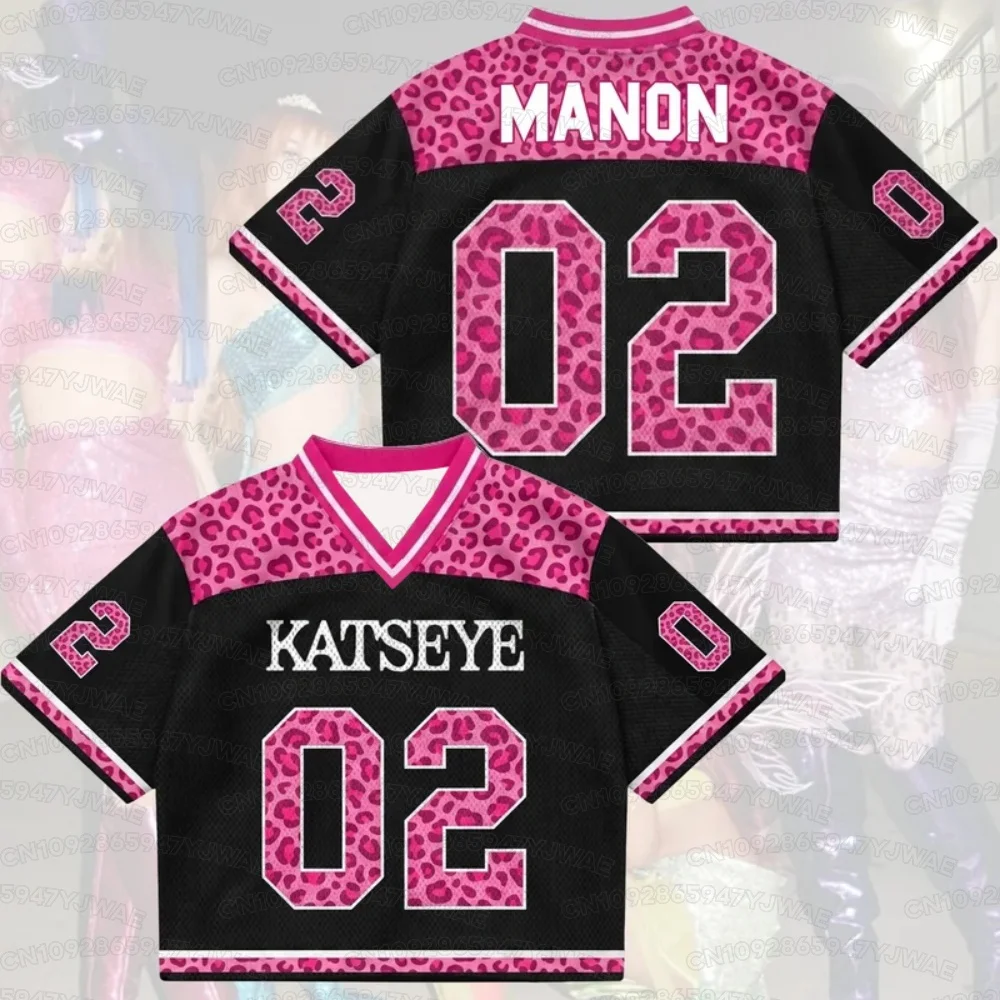 2026 Men's Women's Kpop Fans Support T-shirt Pinky Leopard KATSEYE Jersey Gift For Fans Streetwear Short Sleeve Tops T-shirt
