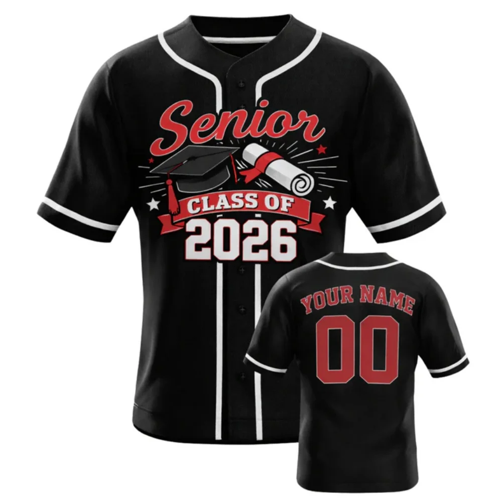 Custom Graduation Baseball Jersey - Add Your Name and Number 3D Printed Men For Women Shirt Casual Team Shirts