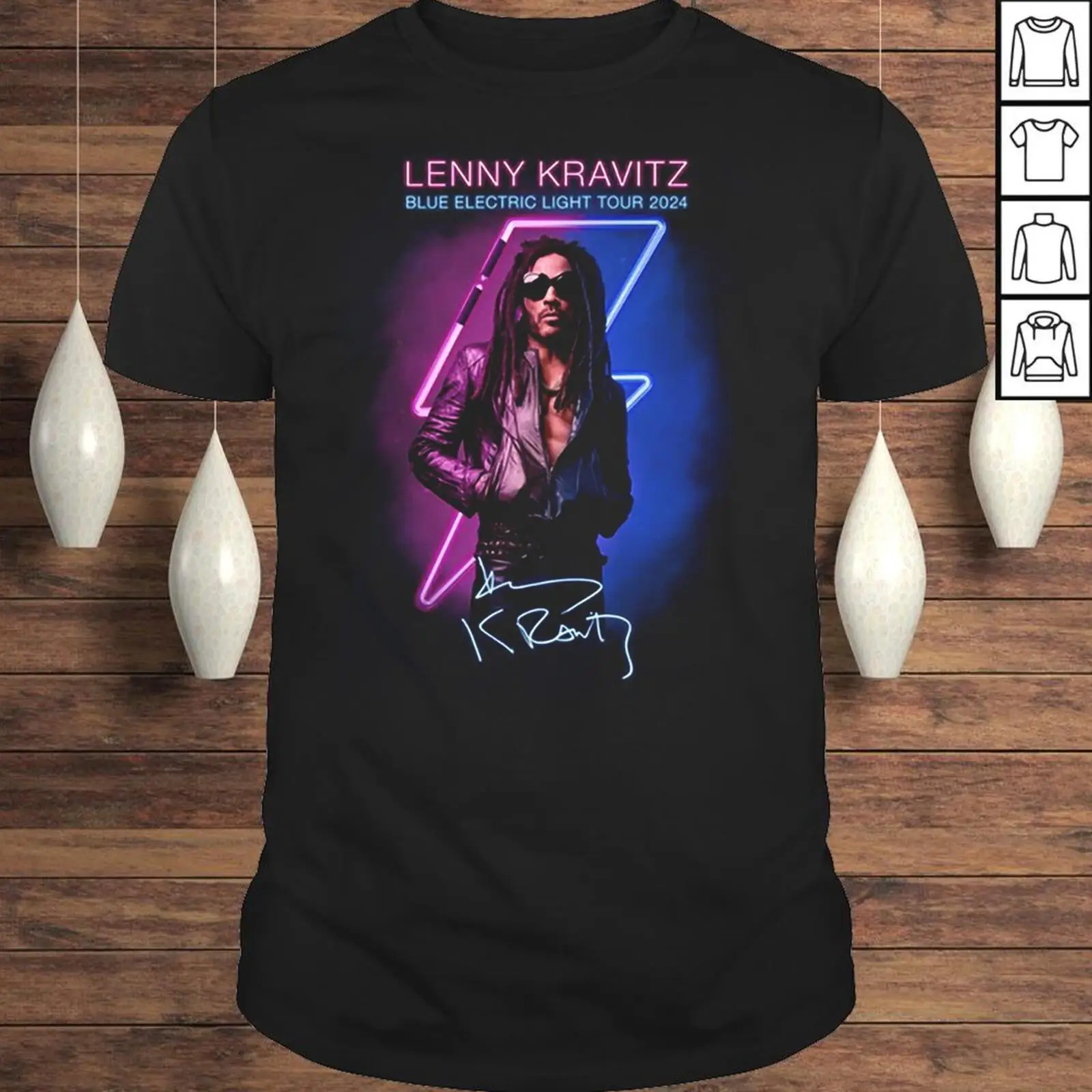 Koszula z podpisem Lenny Kravitz Blue Electric Light Tour Bawełniana koszula 1CM2127