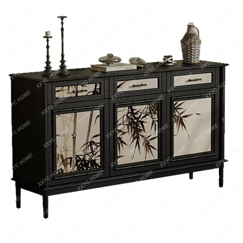

HH Solid wood side cabinet retro style dining side bucket cabinet FT