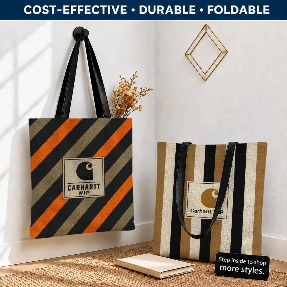 Bolsas de Almacenamiento Carhartt WIP, Bolsa de Compras Reutilizable, Plegable y Ligera, de Lona de Poliéster, con Correas para el Hombro