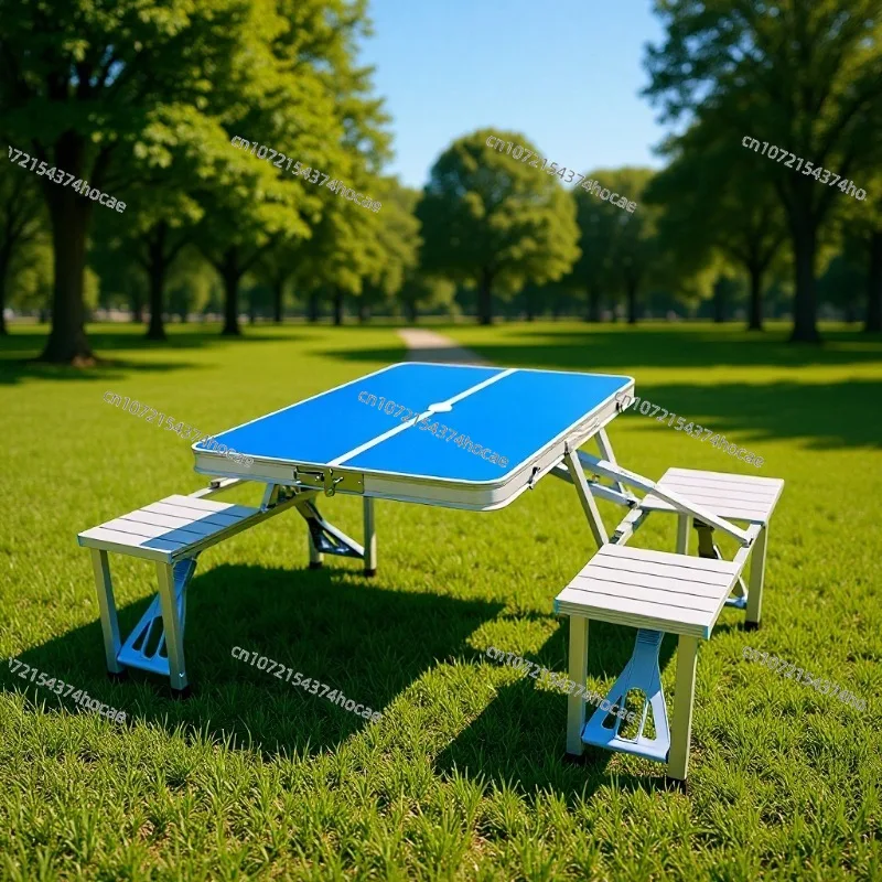 One-piece Aluminum Alloy Folding Tables and Chairs Portable Camping Table Barbecue and Chairs Promotion Outdoor Leisure