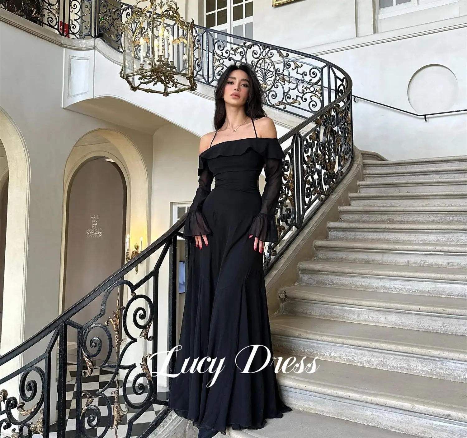 Lucy Chiffon Mermaid Party Dress Evening Black Graduation Dresses for Formal Occasions Robe Soiree De Luxe 2024 Ball Gowns